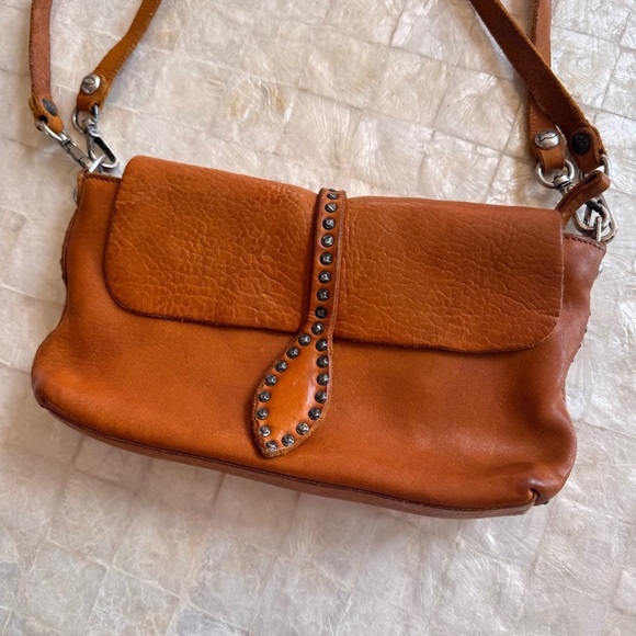 Campomaggi ARTEMISIA Pochette leather bag studded leaf crossbody shoulder purse - Picture 4 of 14